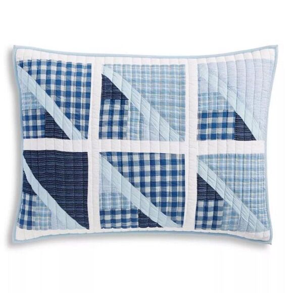 Martha Stewart Collection Sailboat YD Patchwork Blue, Standard Sham - Picture 1 of 1